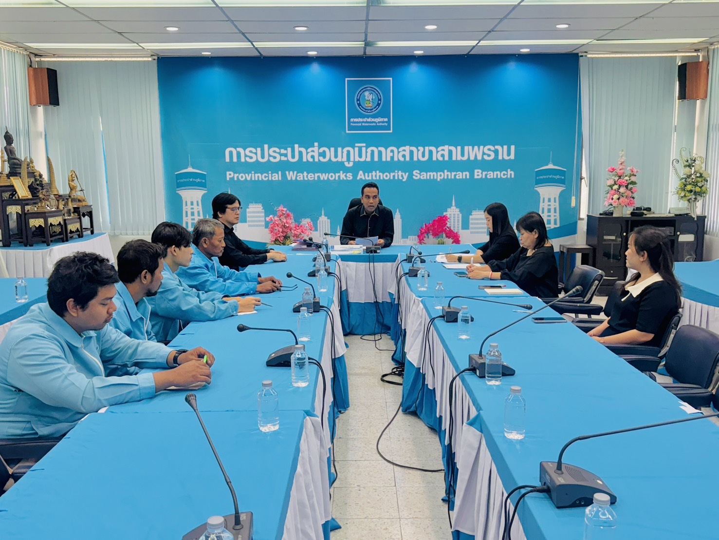 กปภ.สาขาสามพราน ประชุมซักซ้อมแนวทางการกำกับดูแลตรวจสอบผู้รับจ้างอ่านมาตร ให้ปฏิบัติตามสัญญาจ้างอ่านมาตรด้วยเครื่องมืออ่านมาตรมือถือ